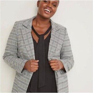 LANE BRYANT Boyfriend Blazer Plus Size 24 Black Glen Plaid Womens Jacket NWOT